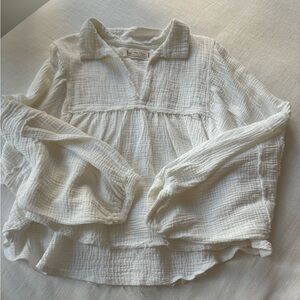 Free People Long Sleeve Puff Top White